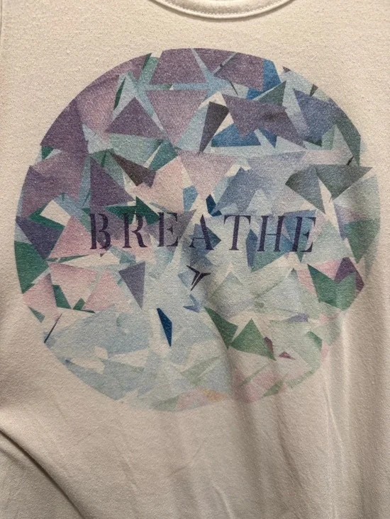 White Tank Top with Geometric Breathe Design - Picture 3 of 5